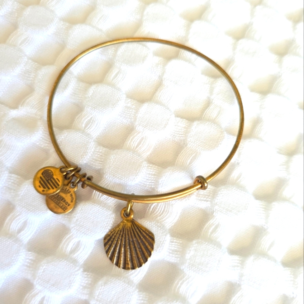 Alex and Ani Gold Shell Charm Bangle Bracelet